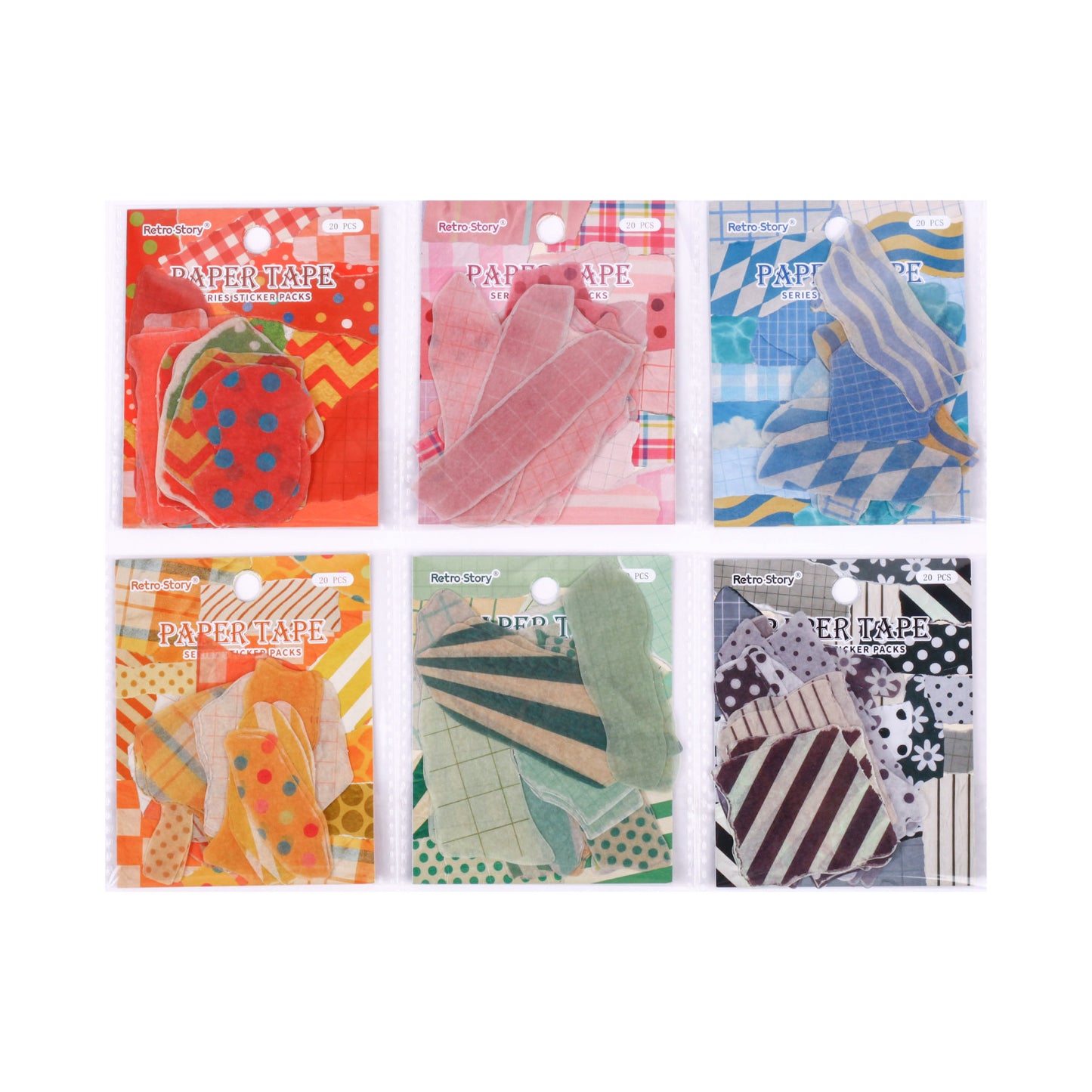 [2601-208] Colorful Washi Tape Sticker Set 20 Pieces