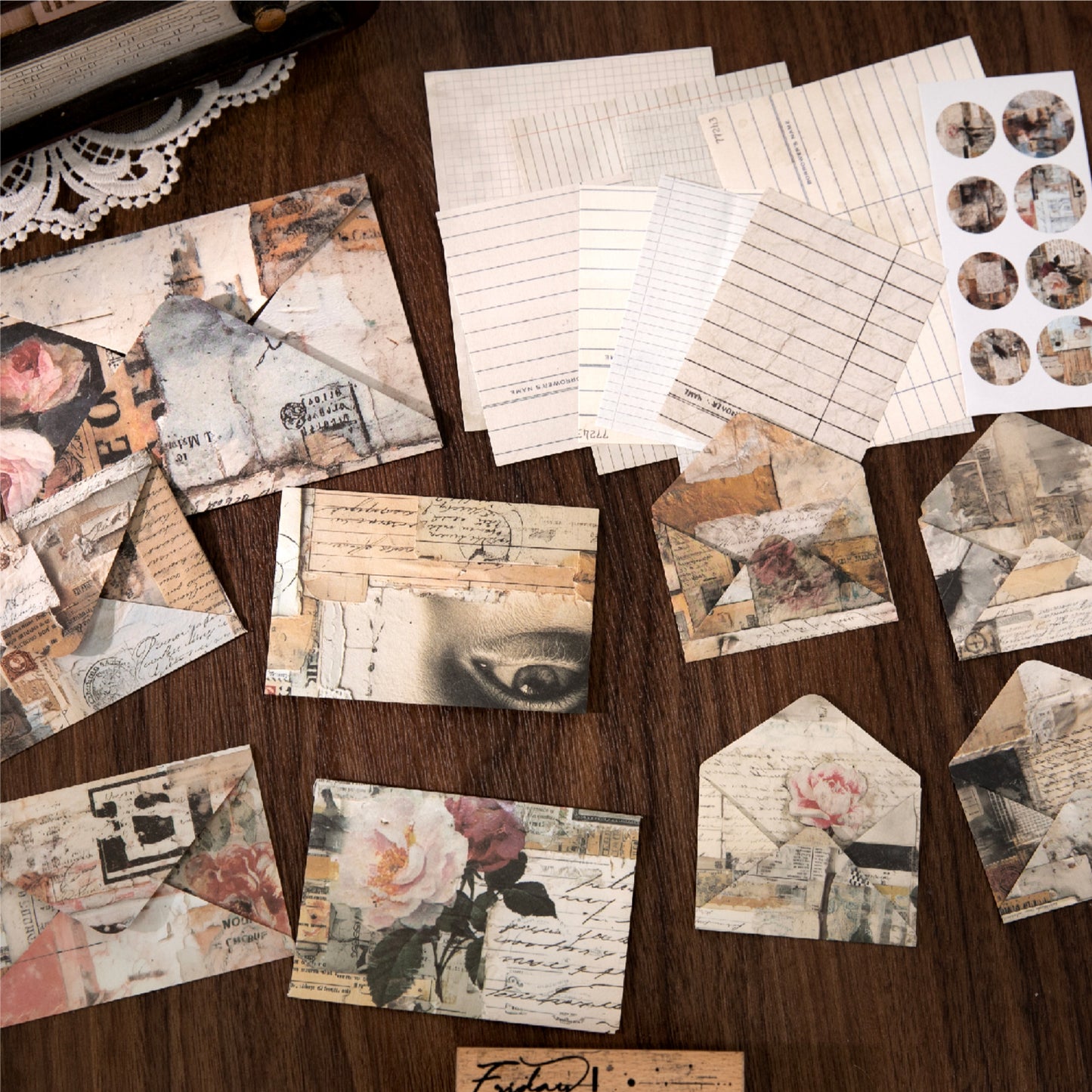 [2601-202] Vintage Floral Letter Envelope Paper Set 6 Styles