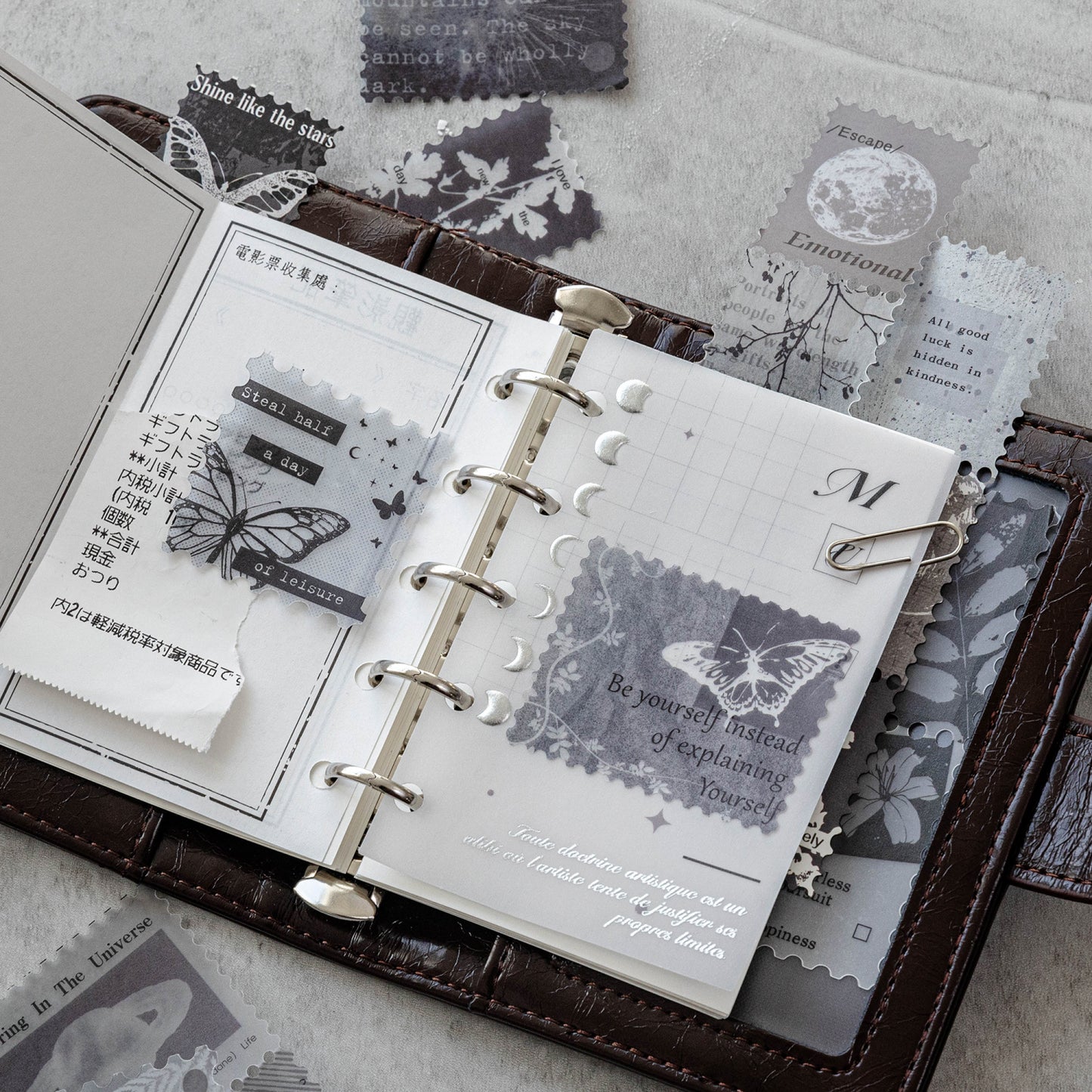 [2602-005] Vintage Stamp Style Journal Stickers 4 Styles