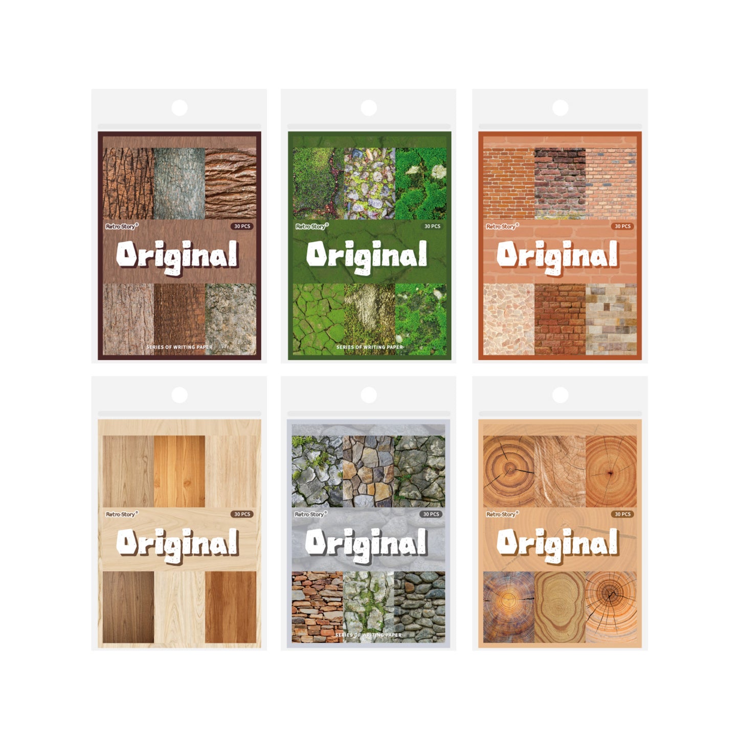 [2602-004] Vintage Natural Texture Background Paper 6 Styles