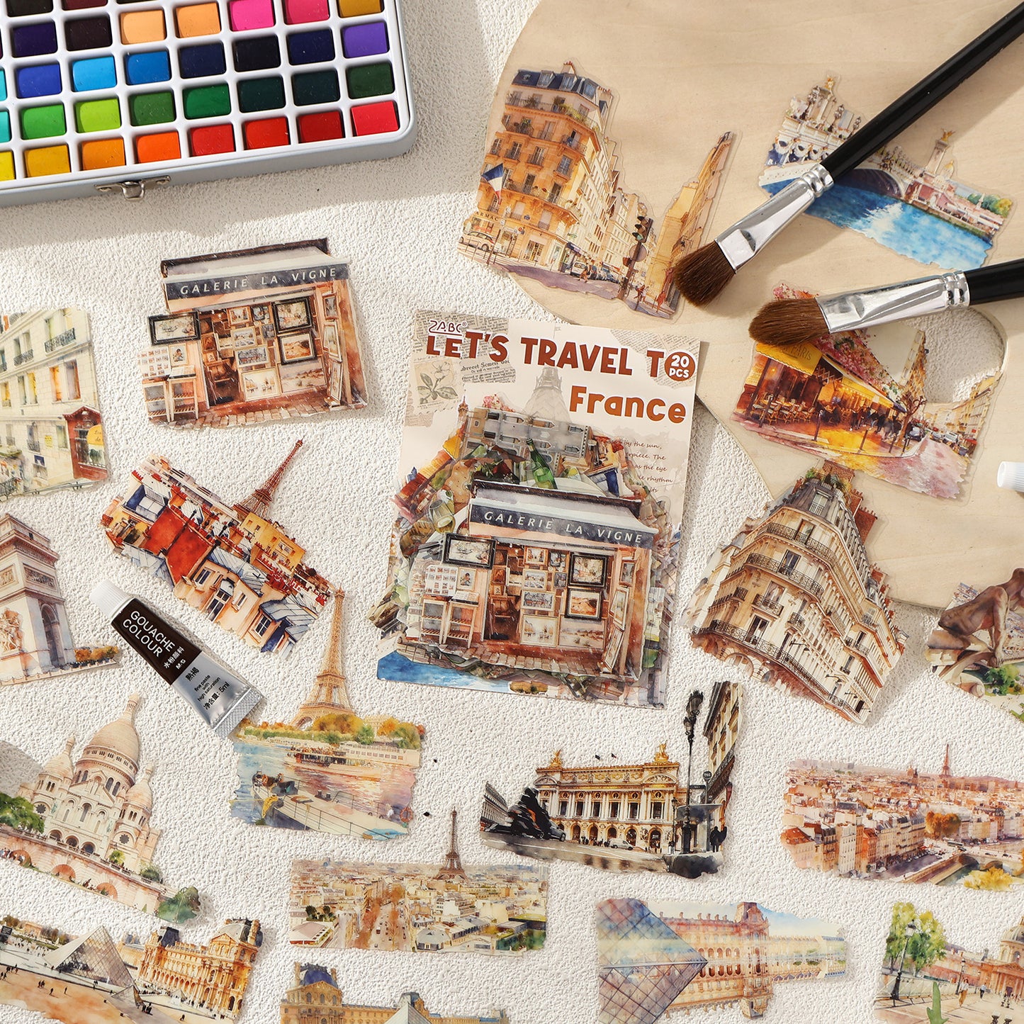 [2603-049] World Travel PET Stickers 20 Pieces 8 Styles