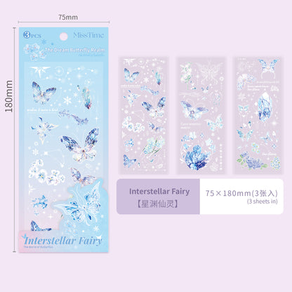 [2603-087] Iridescent Butterfly PET Decorative Stickers 8 Styles