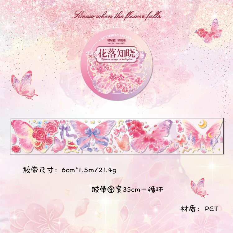 [2603-118] Butterfly Letter Iridescent PET Tape 4 Styles