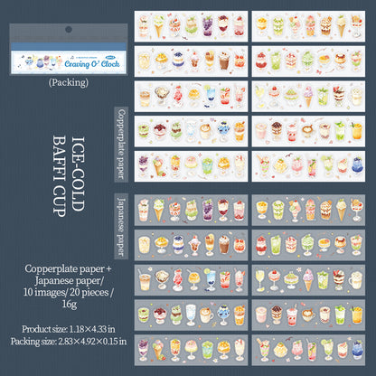 [2603-075] Food Die Cut Sticker Book 20 Sheets 4 Styles