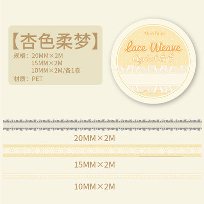 [2601-219] Soft Woven Lace Series PET Tape Journal Decoration Set 6 Styles