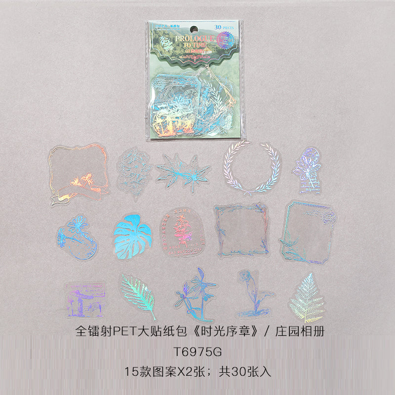 [2601-177] Prologue to Time – Holographic PET Vintage Sticker Set (6 Designs)