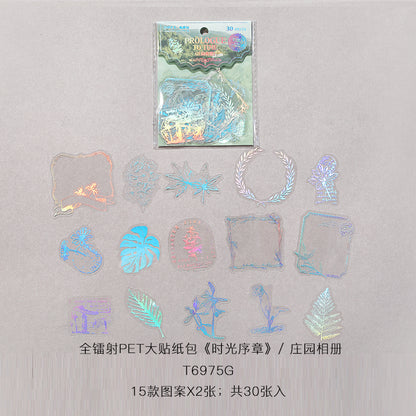 [2601-177] Prologue to Time – Holographic PET Vintage Sticker Set (6 Designs)
