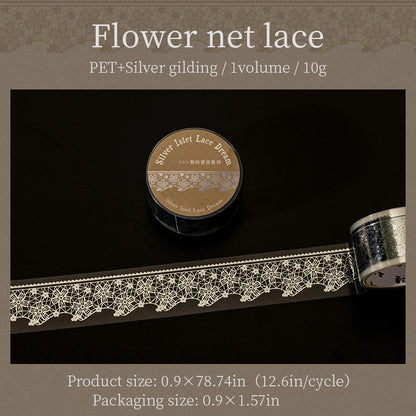 [2601-175] Silver Lace Isle – Foil-Embossed PET Border Tape Set (6 Designs)