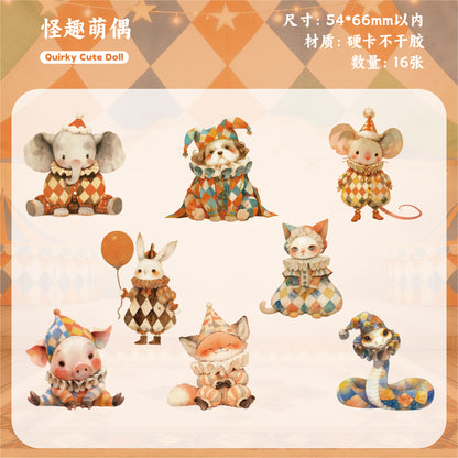 [2601-154] Retro Circus Story DIY Sticker Pack – Vintage Carnival Character Collection