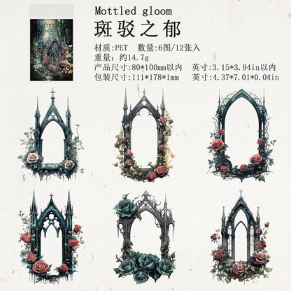 [2603-078] Gothic Window Frame PET Stickers 4 Styles