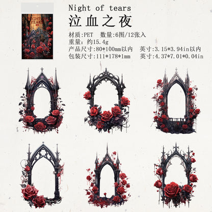[2603-078] Gothic Window Frame PET Stickers 4 Styles