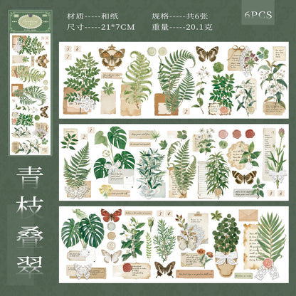 [2603-146] Forest Vintage Scrapbook Paper Stickers 4 Styles