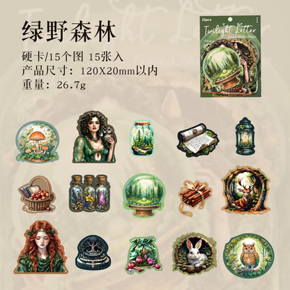[2601-176] Twilight Letter – Gothic Vintage Character Sticker Set (6 Designs)