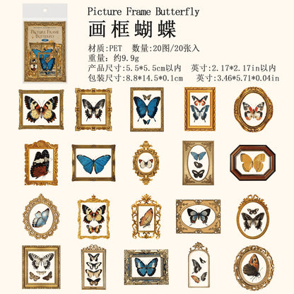 [2601-126] Vintage Nature PET Stickers – “Natural Collection” Botanical & Postage Set (4 Styles 20 Pieces)