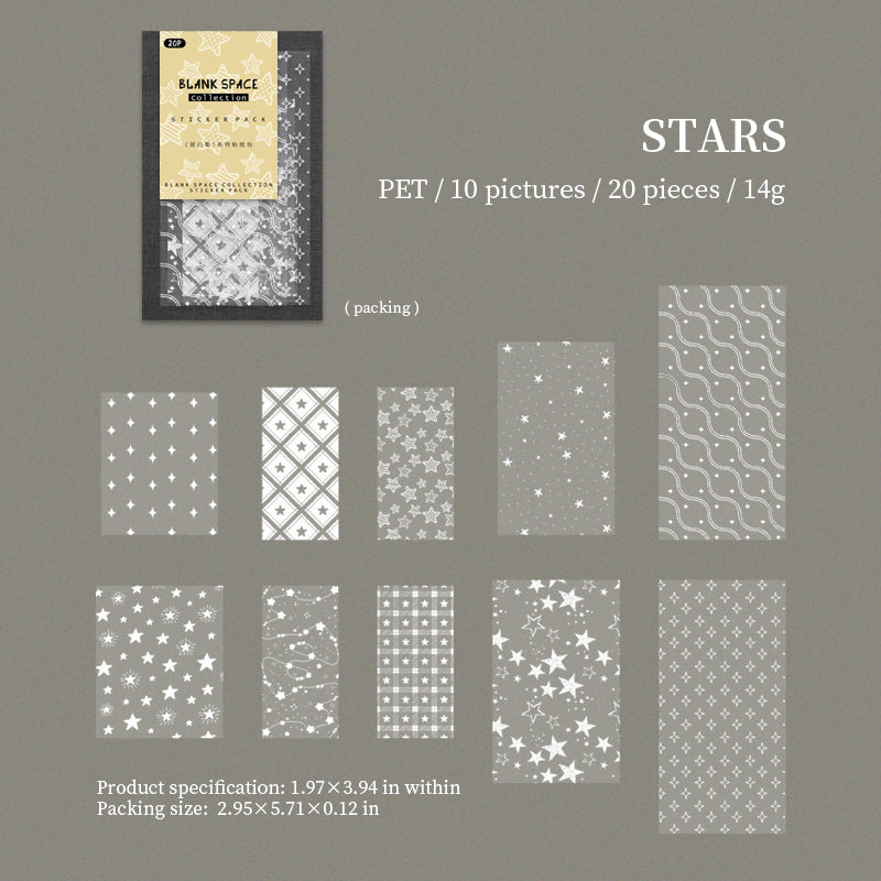 [2603-038] Basic Pattern PET Collage Stickers 6 Styles