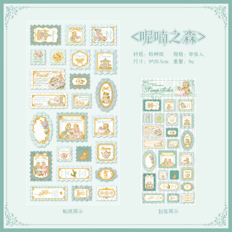 [2601-164] Stamp Tales – Gilded PET Vintage Labels (6 Designs)