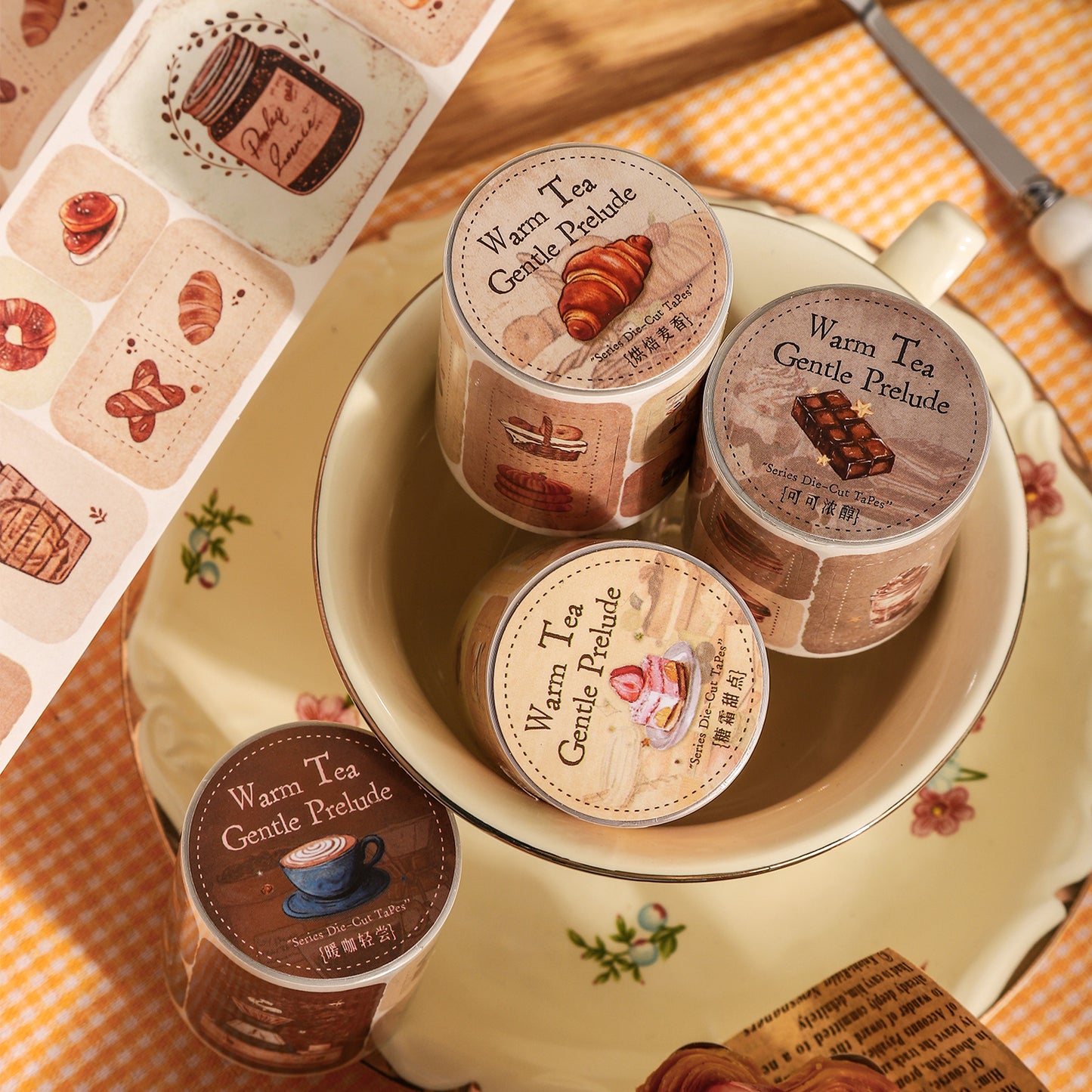 [2601-168] Warm Tea – Vintage Dessert Washi Tape (4 Designs)