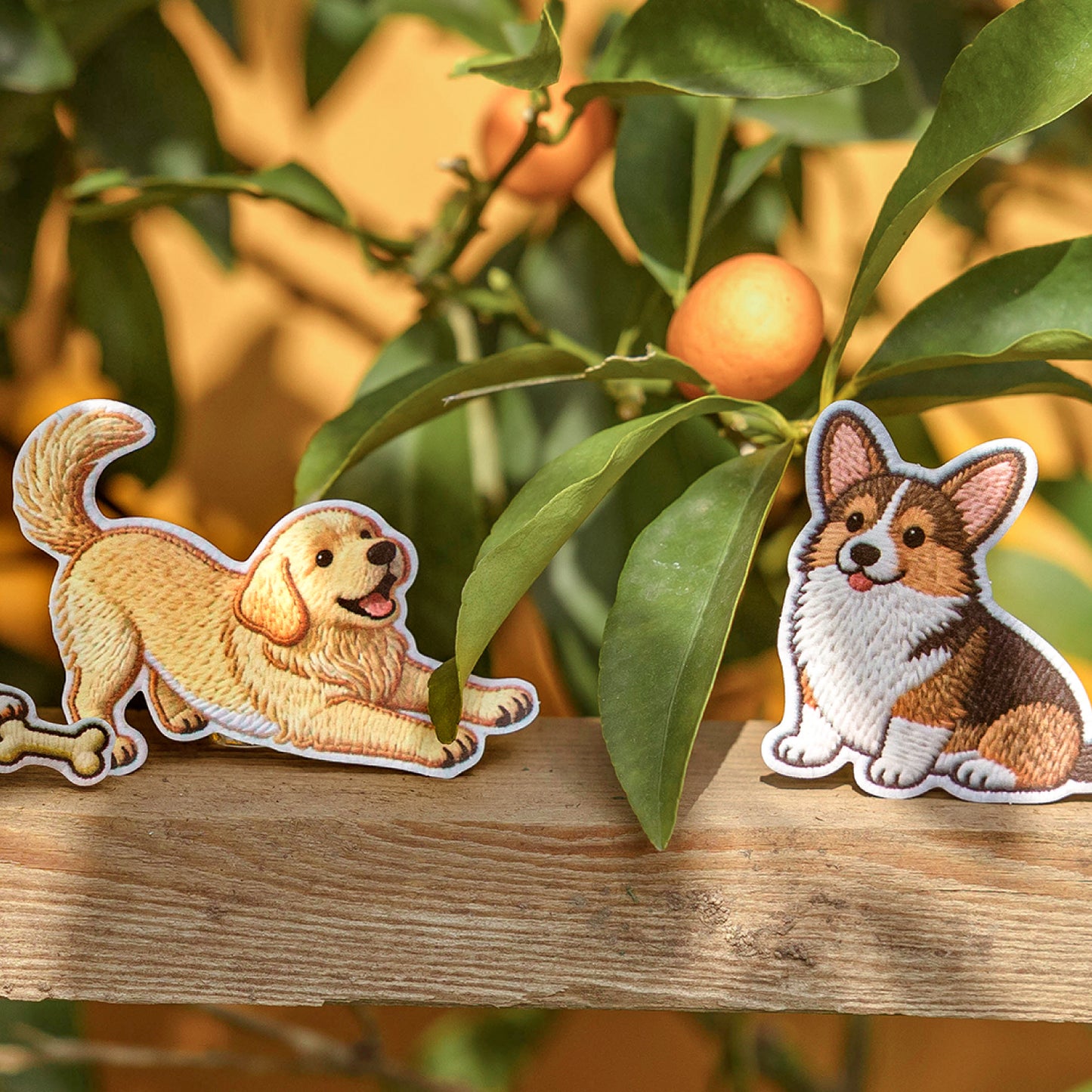 [2602-023] Embroidered Puppy Animal Stickers 40 Sheets