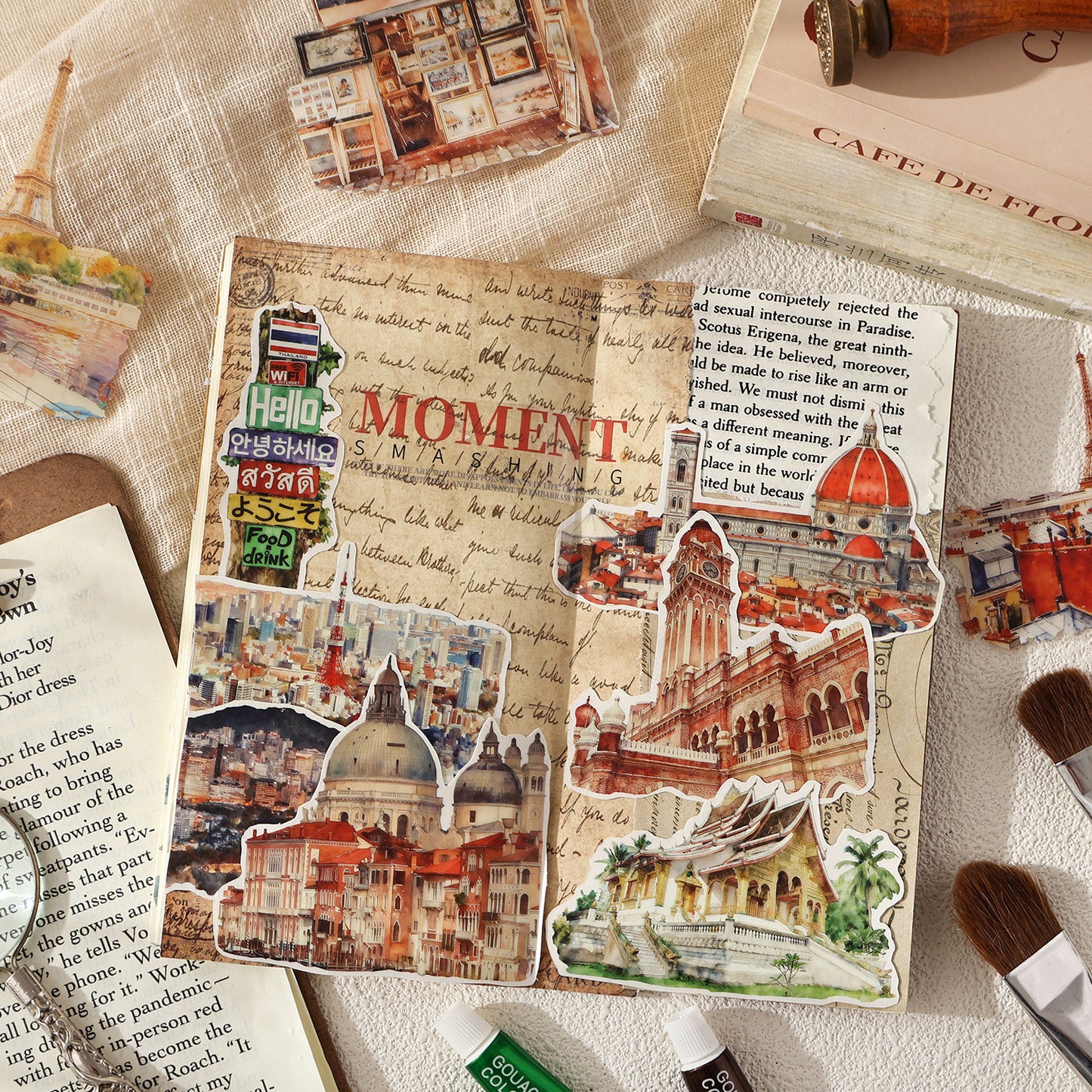 [2603-049] World Travel PET Stickers 20 Pieces 8 Styles