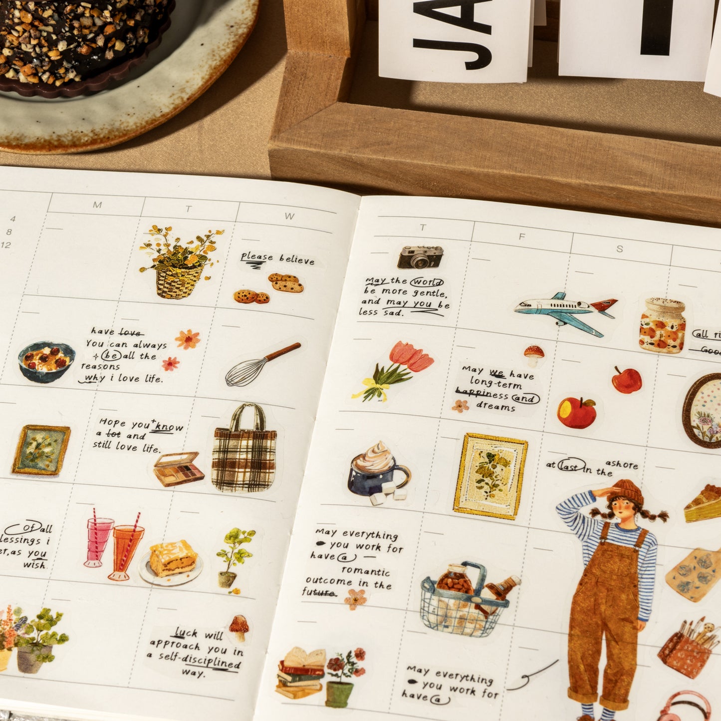 [2603-072] Lifestyle Die Cut PET Sticker Book 20 Sheets 4 Styles