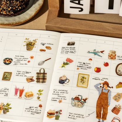 [2603-072] Lifestyle Die Cut PET Sticker Book 20 Sheets 4 Styles