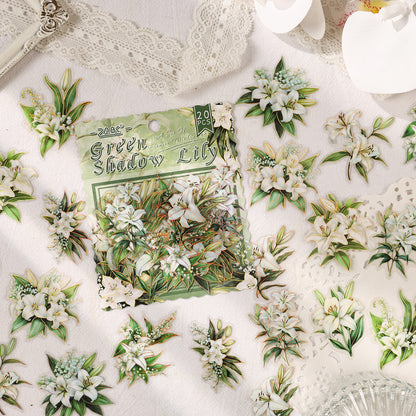 [2603-002] Gold Foil Floral PET Die Cut Stickers 20 Pieces