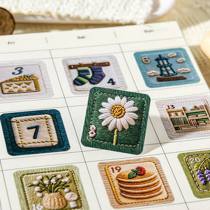 [2603-033] Embroidered Pattern Die Cut Sticker Book 4 Styles