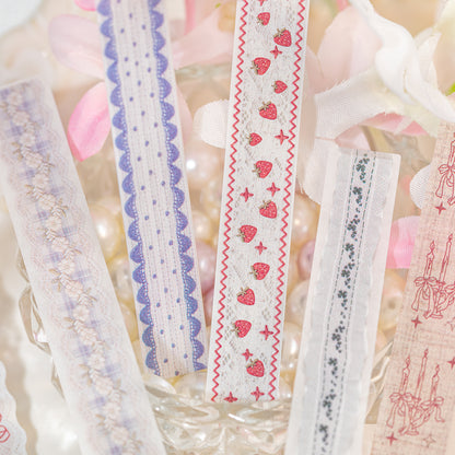 [2601-125] Lace Post Office Washi Trims – “Floral Lace Series” Long Strip Journal Set (4 Styles 40 Pieces)