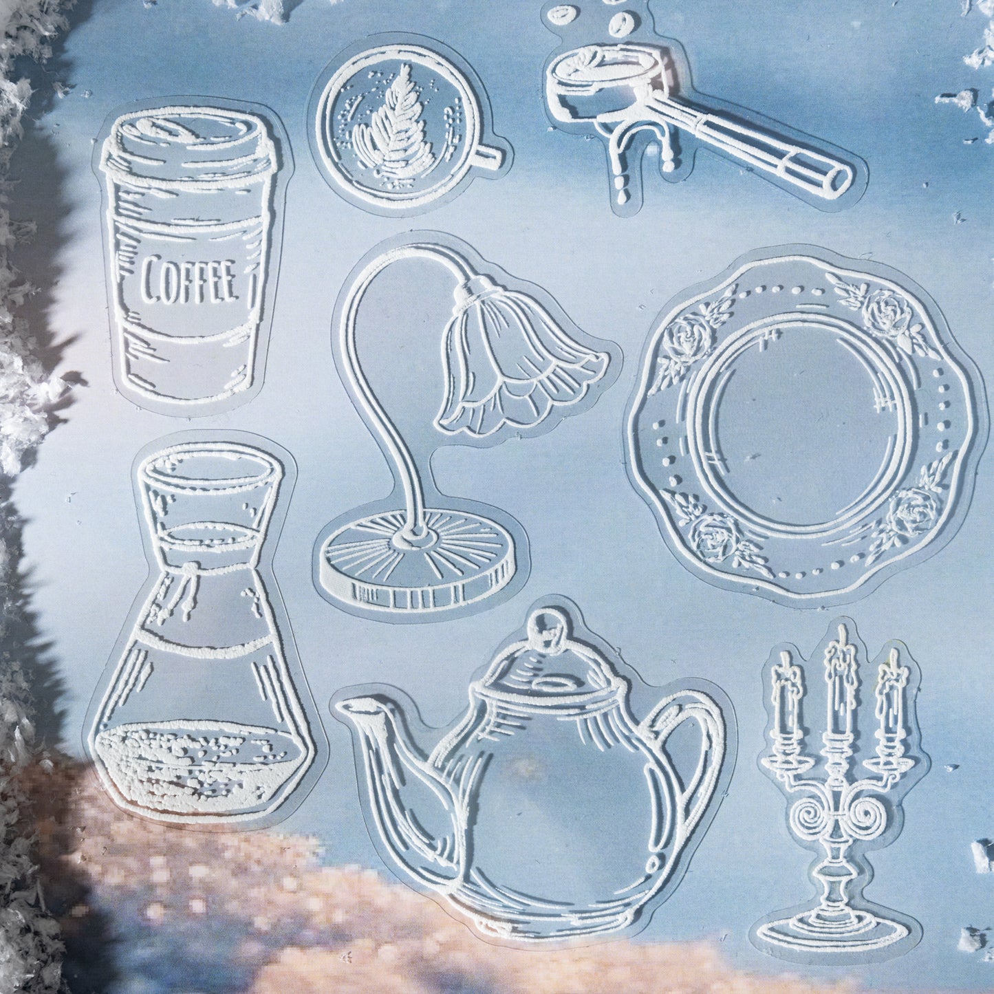 [2601-132] Snowy Creations Puffy PET Stickers – Vintage Objects Collection (6 Designs)