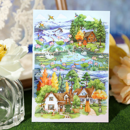 [2603-019] Matte PET Scene Background Stickers 3 Sheets