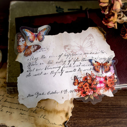 [2601-156] Butterfly Poem – Vintage Butterfly Collage PET Stickers (8 Designs)