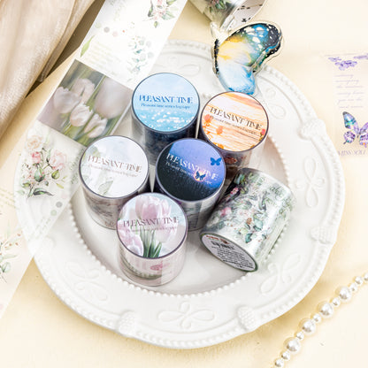[2601-234] Leisure Time Series Botanical PET Washi Tape Journal Decoration 6 Styles