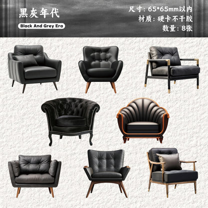 [2603-090] Vintage Sofa Home Life Journal Collage Stickers 6 Styles