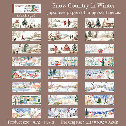 [2603-082] Seasonal Travel Landscape Journal Collage Sticker Book 4 Styles