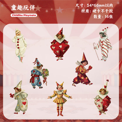 [2601-154] Retro Circus Story DIY Sticker Pack – Vintage Carnival Character Collection