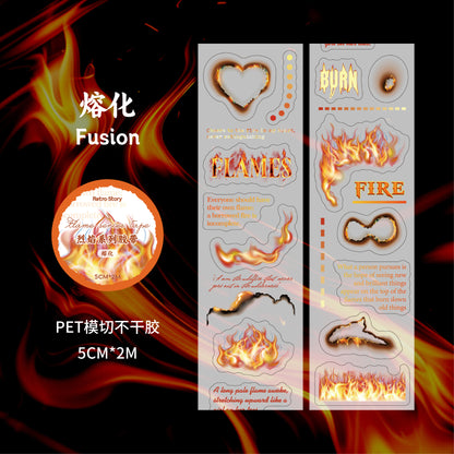 [2603-103] Burning Flame Fantasy PET Decorative Tape 6 Styles