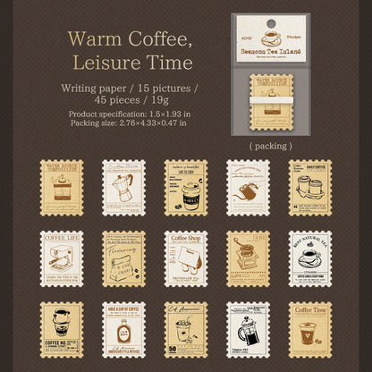 [2601-135] Vintage Tea & Café Stickers – Cozy Bakery Journaling Set (6 Designs)