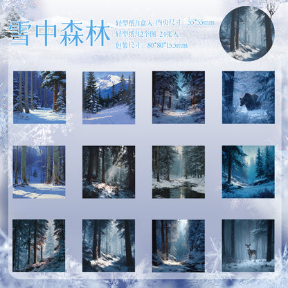 [2601-225] Winter Snow Exploration Series Journal Background Material Paper for Writing & Collage 24 Sheets 6 Styles