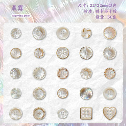 [2602-015] Vintage Button Card Stickers Pack 6 Styles