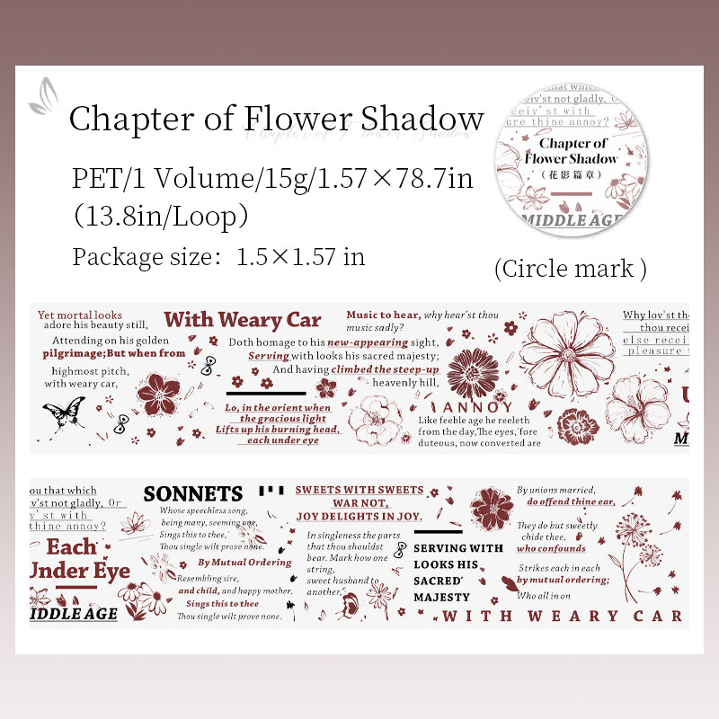 [2603-073] Vintage Poetry Text Collage Tape 6 Styles