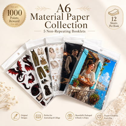1000 Points Reward | A6 Journaling Material Paper Set, 5 Non-Repeating Booklets