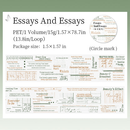 [2603-073] Vintage Poetry Text Collage Tape 6 Styles