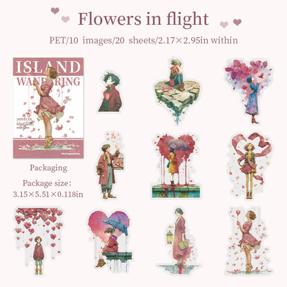 [2603-089] Fantasy Outdoor Figure PET Stickers 4 Styles