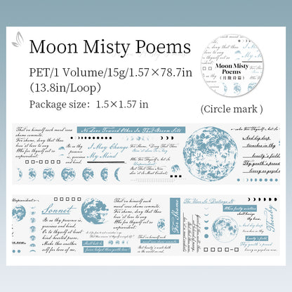 [2603-073] Vintage Poetry Text Collage Tape 6 Styles