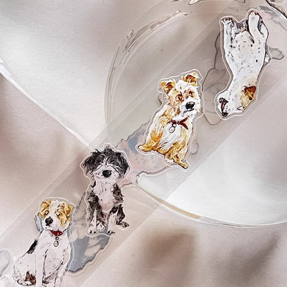 3068 A28 Prosperity | Hand-Drawn PET & Washi Die-Cut Tape, Versatile Journal Supply