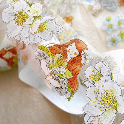 3063 A35 Pear Blossom White | Original PET Washi Tape Die-Cut for Journaling