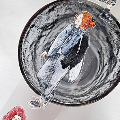 3069 A29 Stroll | Original Character Hand-Drawn PET Washi Tape Die-Cut for Journaling