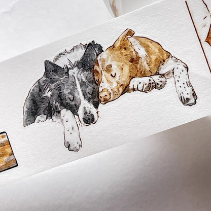 3068 A28 Prosperity | Hand-Drawn PET & Washi Die-Cut Tape, Versatile Journal Supply