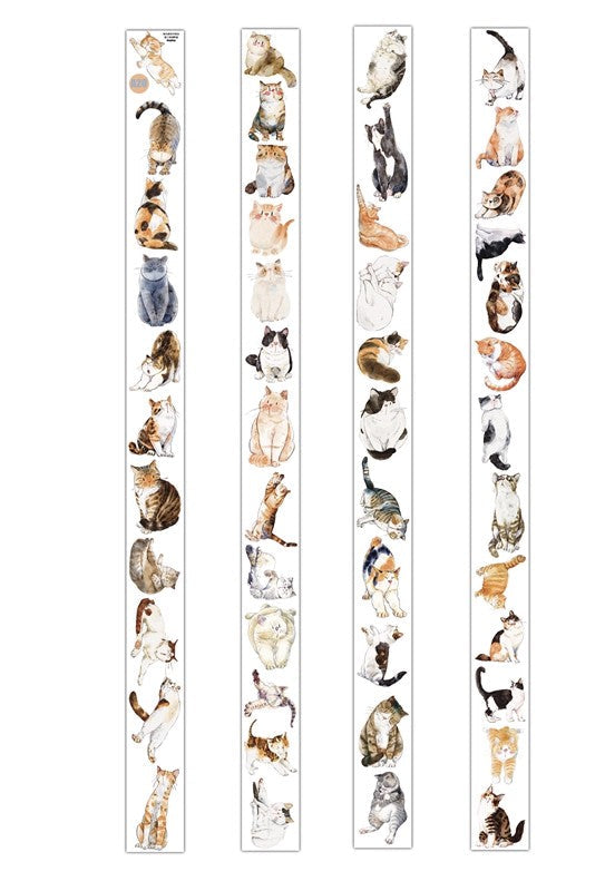 3077 A20 Meow | Original Hand-Drawn Cat Washi Tape / PET / Matte for Journaling