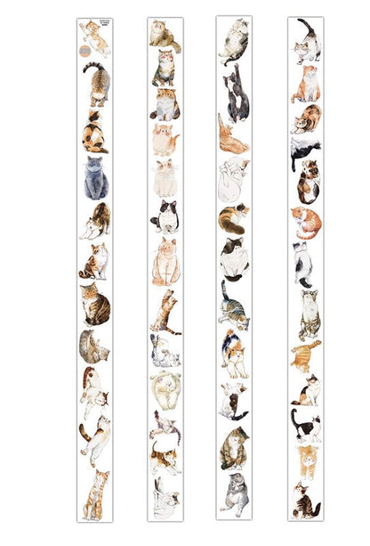 3077 A20 Meow | Original Hand-Drawn Cat Washi Tape / PET / Matte for Journaling